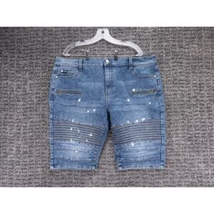 Rocawear Jean Shorts Mens 40 Actual 41 Blue Distressed Stretch Denim Moto Style